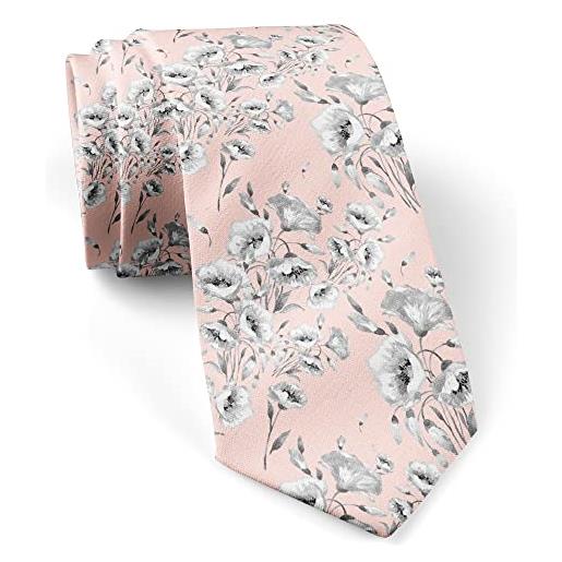 IKIKI-TECH skinny slim fashion cravatta per gli uomini, novità conversational neckwear cravatte (acquerello wildflowers w pattern), come mostrato, large