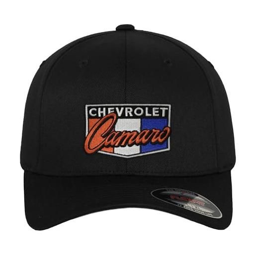Chevrolet licenza ufficiale camaro patch flexfit baseball cap (nero), large/x-large