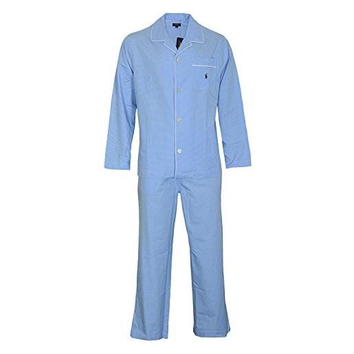 Polo Ralph Lauren pj set pigiama, blu (light blue mini gingham 001), xxl uomo