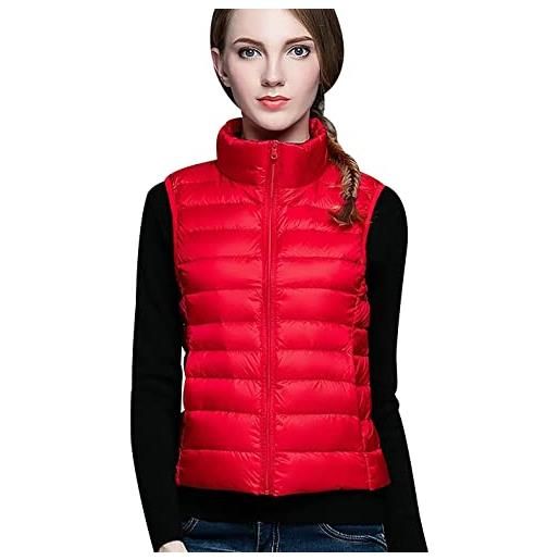 Peuignao gilet piumino smanicato donna leggero gilet piuma trapuntato donna giubbotto giubbino smanicato donna piumini giacca gilet piumino puffer piume senza maniche donna invernali down vest donna rosso 4xl