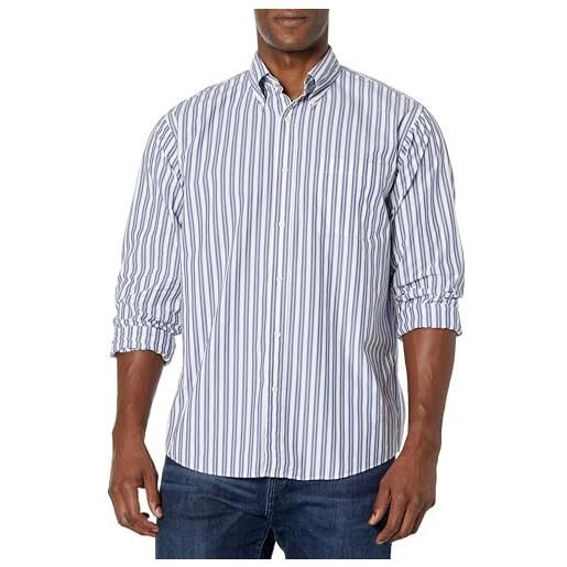 Brooks Brothers friday - camicia sportiva da uomo a maniche lunghe, in popeline, a righe, azzurro chiaro, m