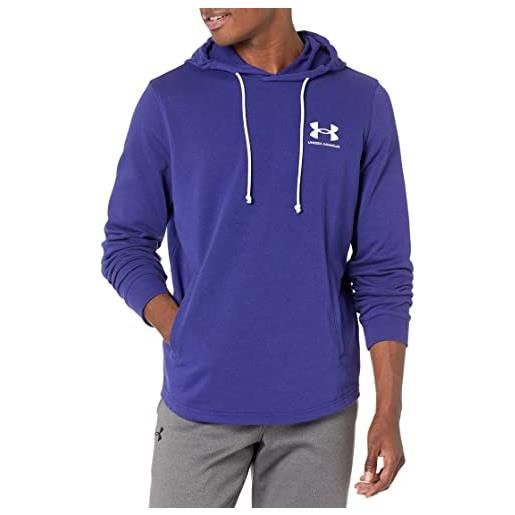 Under Armour rival terry long crew neck hoodie top in pile, blu sonare, m uomo