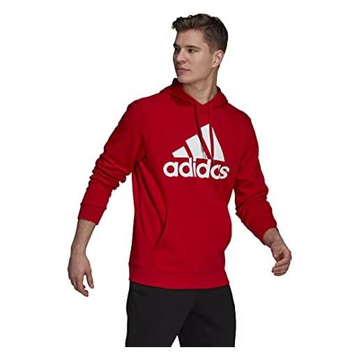 adidas men's standard essentials fleece big logo hoodie, scarlet/white, large