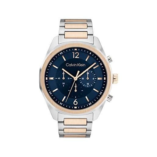 Calvin Klein orologio con cronografo al quarzo da uomo con cinturino in acciaio inossidabile, blu - 25200265