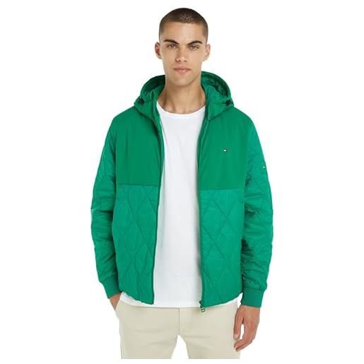 Tommy Hilfiger giacca uomo cl mix hooded jacket giacca da mezza stagione, verde (olympic green), l