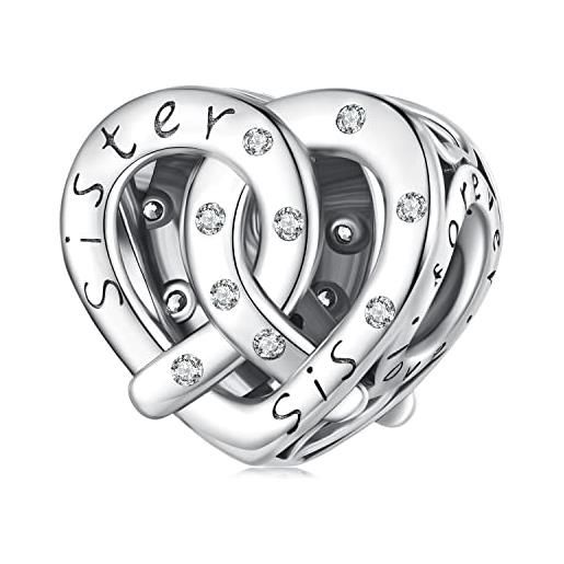 Teleye ciondolo in argento sterling 925 con ciondolo a forma di sorella, adatto per la collana del braccialetto pandora