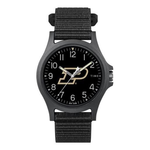 Timex orologio collegiate pride 40mm da uomo, purdue boilermakers, adjustable fast wrap fabric band
