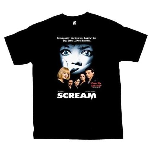 Short horror movie scream (1996) hi vis t shirt unisex 100% cotone ristampa uomo donna, nero , xl