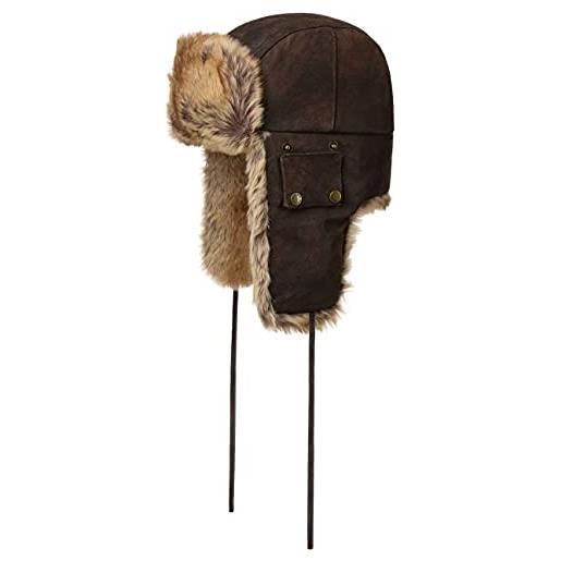 Stetson cappello aviatore classic pigskin uomo - da chapka berretto in pelle con fodera autunno/inverno - l (58-59 cm) marrone