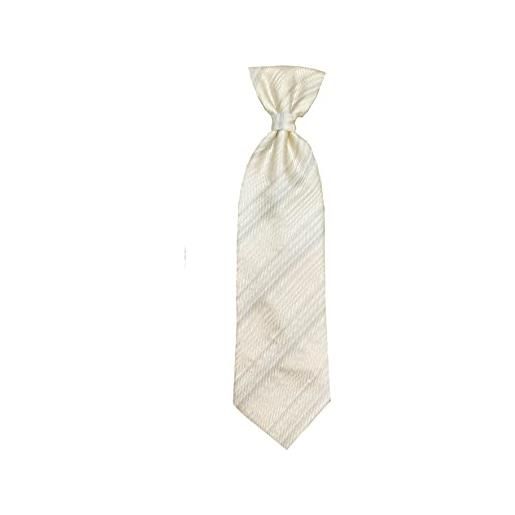 Remo Sartori - cravatta plastron da cerimonia sposo in seta con fantasia ad righe beige avorio, made in italy, uomo