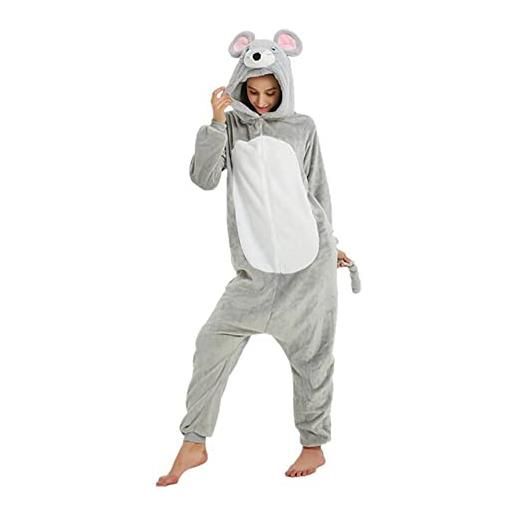 LIAOPUFUS pigiama donna abbigliamento animale neutro tuta cosplay, pigiama di lana o abbigliamento caldo invernale (mouse, m)