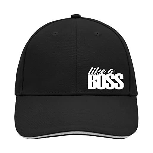 huuraa cappy like a boss - berretto unisex con scritta like a boss, idea regalo per amici e familiari, nero/grigio chiaro, taglia unica