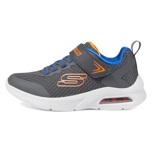 Skechers boys, sneaker, charcoal textile/synthetic/blue & orange, 34.5 eu