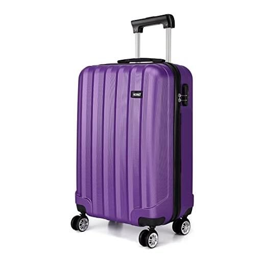 Kono rigidi e leggerissima alta qualità abs valigia 20 24 28 valigie con 4 ruote multi-direzionali (viola, s-57cm)