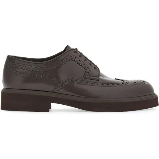 Ferragamo oxford con dettaglio traforato - marrone