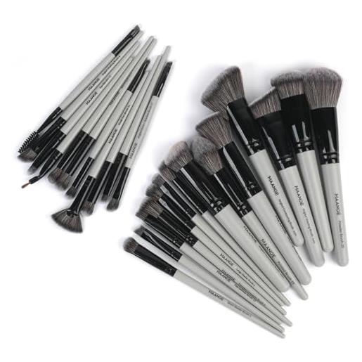 Maange - set di 25 pennelli da trucco per fondotinta, ombretto, blush, correttore per il viso, con confezione regalo, colore: grigio