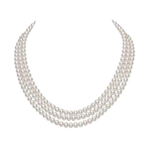 JYX Pearl jyx - collana a tre fili con perle d'acqua dolce coltivate, colore: bianco naturale e placcato argento, colore: bianco, cod. Fnm165