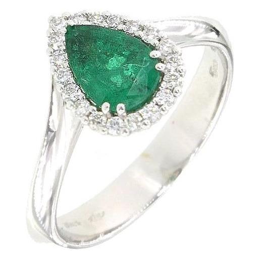 WDG anello con smeraldo a goccia e brillanti