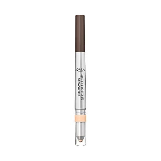 L'Oréal Paris matita sopracciglia automatica high definer 2 in 1, tratto automatico con illuminante, 108 warm brown