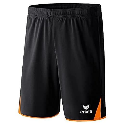 Erima, pantaloni corti da calcio bambino 5-cubes, nero (schwarz/orange), 128 cm