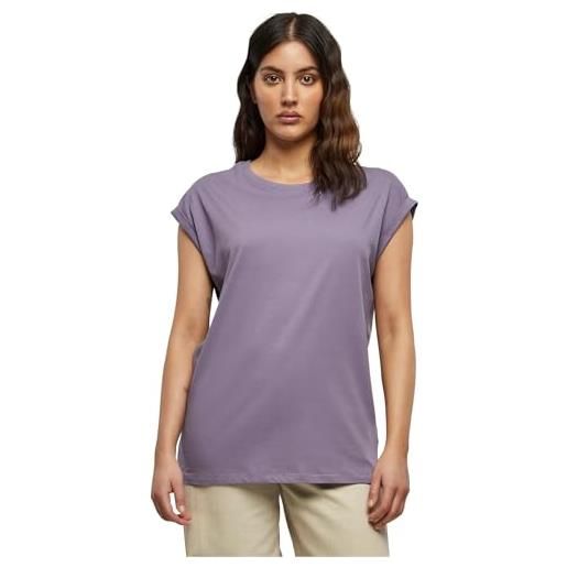 Urban classics t-shirt da donna con manica arrotolata, maglietta a maniche corte da donna in cotone, tee shirt con scollo rotondo e spalle arrotondate, colore: dusty purple, taglia: xxl