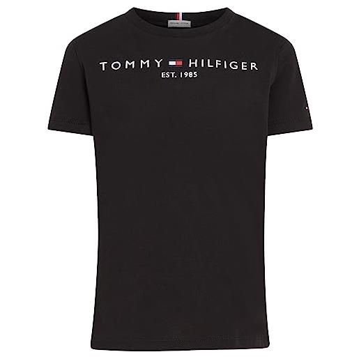 Tommy Hilfiger t-shirt maniche corte bambini unisex essential tee scollo rotondo, blu (twilight navy), 4 anni