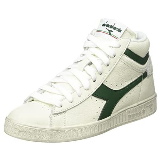 Diadora game l high waxed, sneaker unisex - adulto, bianco white green foliage, 38 eu