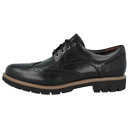 Clarks batcombe wing scarpe stringate derby uomo, nero (black leather), 42.5 eu