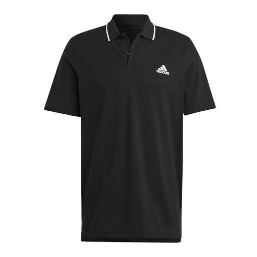 adidas essentials piqué small logo short sleeve polo shirt, uomo, black, s