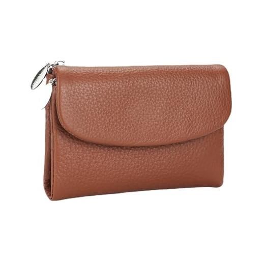 Royal Bagger portafoglio corto vintage per donna, porta carte con cerniera portatile, portamonete perfetto per l'uso quotidiano (marrone-3)