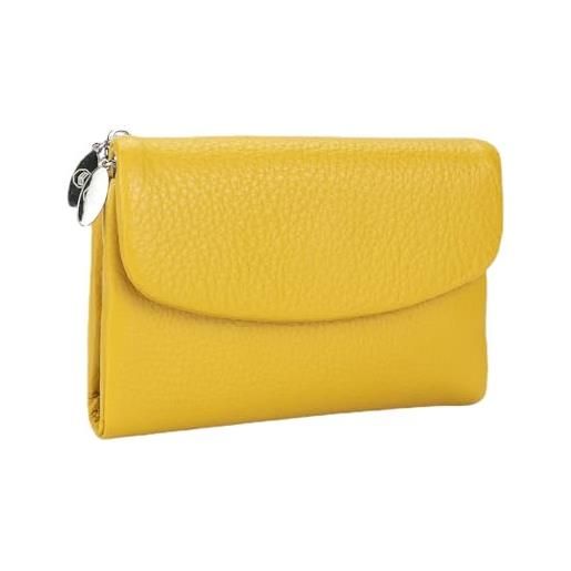 Royal Bagger portafoglio corto vintage per donna, porta carte con cerniera portatile, portamonete perfetto per l'uso quotidiano (giallo-3)