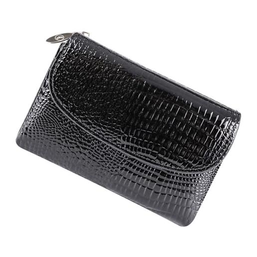 Royal Bagger portafoglio corto vintage per donna, porta carte con cerniera portatile, portamonete perfetto per l'uso quotidiano (nero-1)