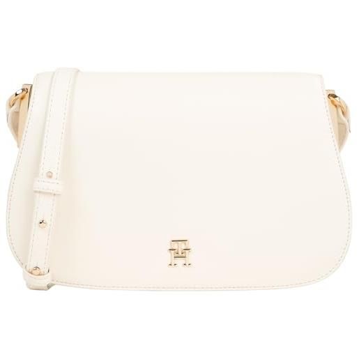 Tommy Hilfiger th spring chic flap crossover aw0aw15974, borse a tracolla donna, beige (calico), os