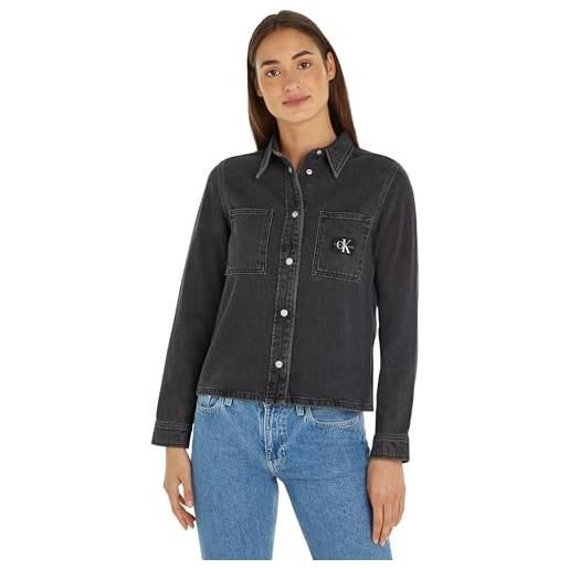Calvin Klein Jeans slim shirt j20j222871 top in tessuto, denim (denim black), s donna