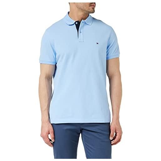 Tommy Hilfiger maglietta polo maniche corte uomo contrast placket reg polo regular fit, blu (vessel blue), m