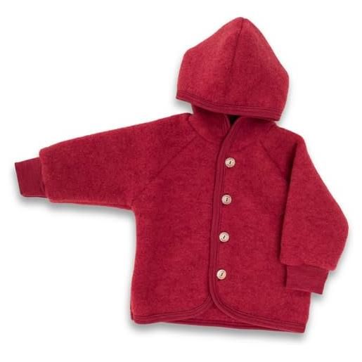 Engel Natur giacca in pile per bambini, con cappuccio, colore: diaspro melange, eu 98-104, colore: rosso, 98/104 cm