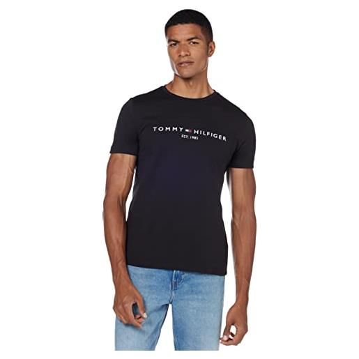 Tommy Hilfiger t-shirt maniche corte uomo core tommy logo scollo rotondo, nero (jet black), l