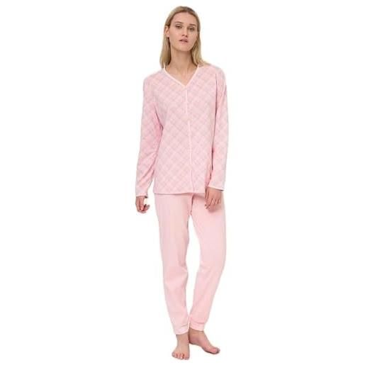 RAGNO pigiama donna in puro cotone aperto davanti art. A09f - 48, rosa