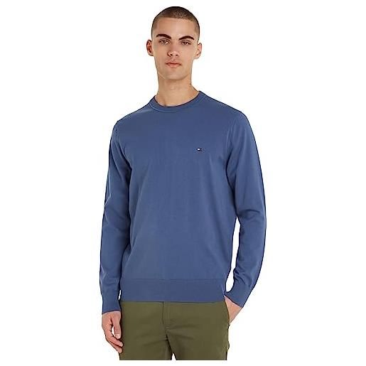 Tommy Hilfiger pullover uomo crew neck sweater pullover in maglia, blu (faded indigo), m