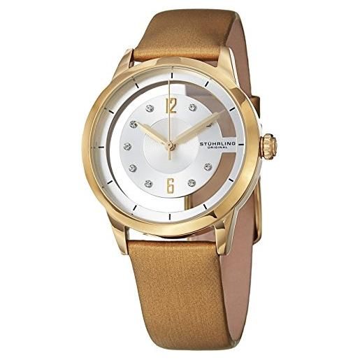 Stuhrling Original winchester 946l women's quartz watch with white dial analogue display and beige leather strap 946l. 03