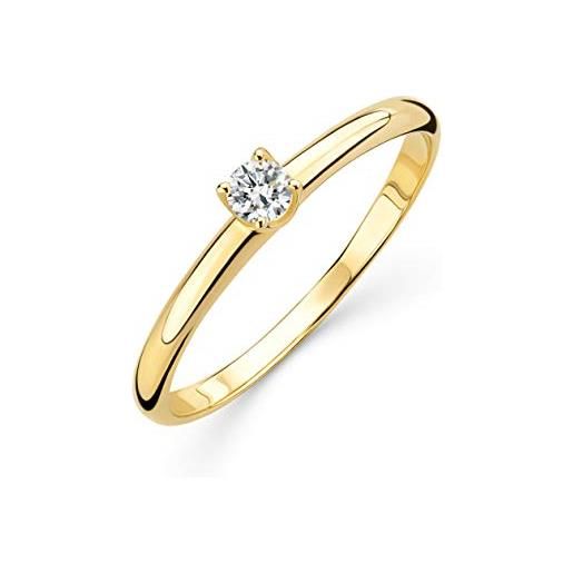 Orovi anello da donna in oro giallo 0,10 ct solitario diamante anello di fidanzamento 9 carati (375) oro e diamante brillante, oro, diamante
