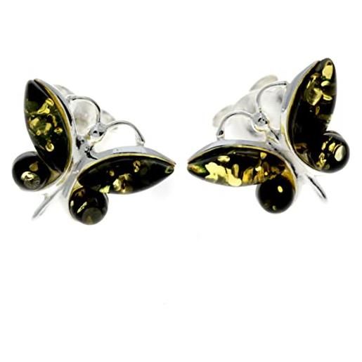 SilverAmber Jewellery uk - orecchini a farfalla in argento sterling 925 e ambra baltica naturale, 8494, argento, ambra