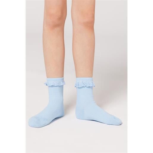 Calzedonia calze corte con rouches da bambina azzurro
