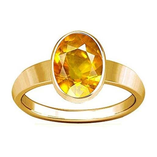 Divya Shakti 6.25-6.50 carat yellow sapphire pukhraj gemstone panchdhatu plain design ring for men & women