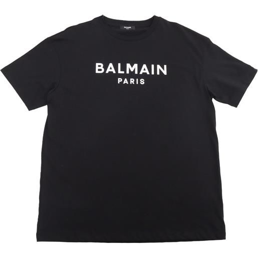 Balmain t-shirt nera con logo