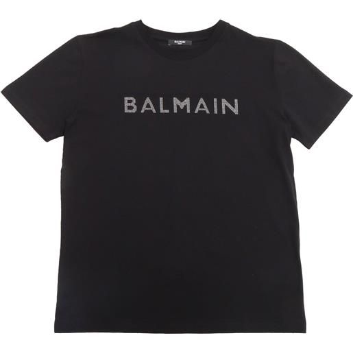 Balmain t-shirt nera con strass