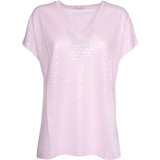 Kangra Cashmere t-shirt rosa con paillettes