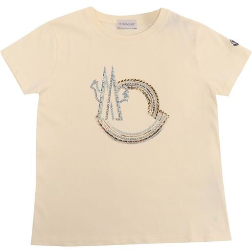 Moncler Enfant t-shirt crema con logo