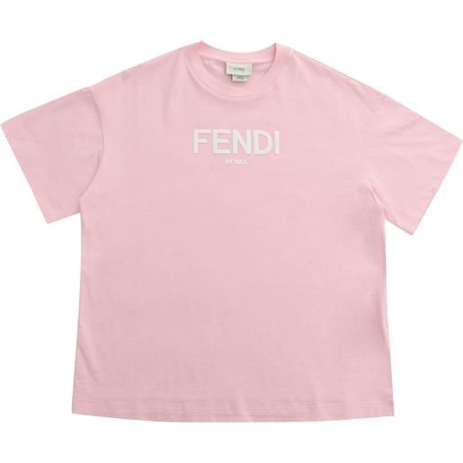 Fendi Jr t-shirt rosa con logo