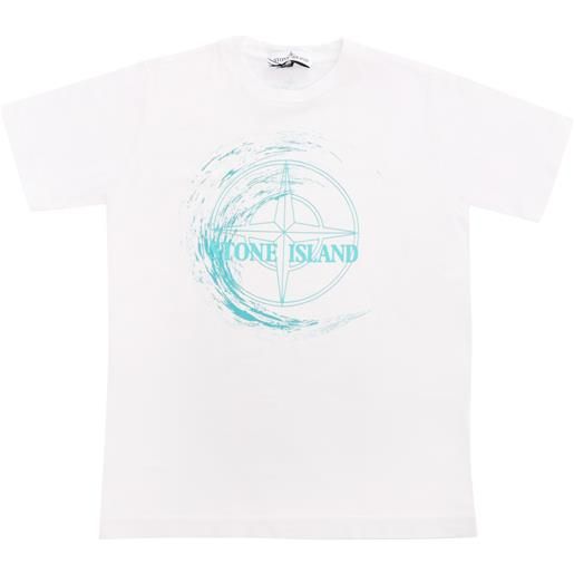 Stone Island t-shirt bianca con stampa logo